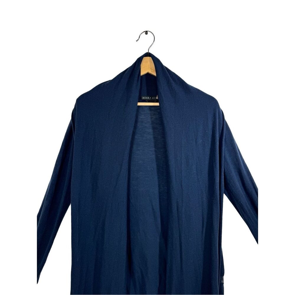 Alice + Olivia Blue Long Sleeve Wrap Cardigan Sweater Size M Asymmetrical Wool - Picture 9 of 14